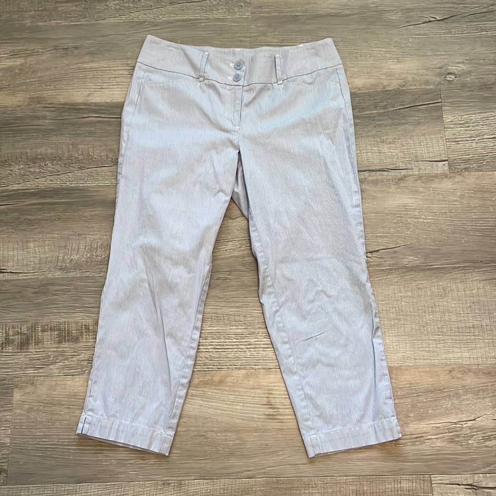 Loft size 6 blue and white striped original crop pant!